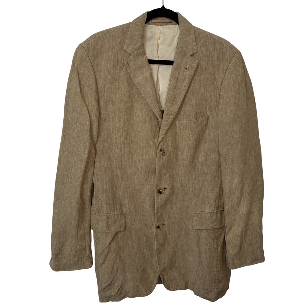 Hugo Boss Scorsese-H Tan Pure Linen 3-Button Blazer Sport Coat Mens 50 / 40R